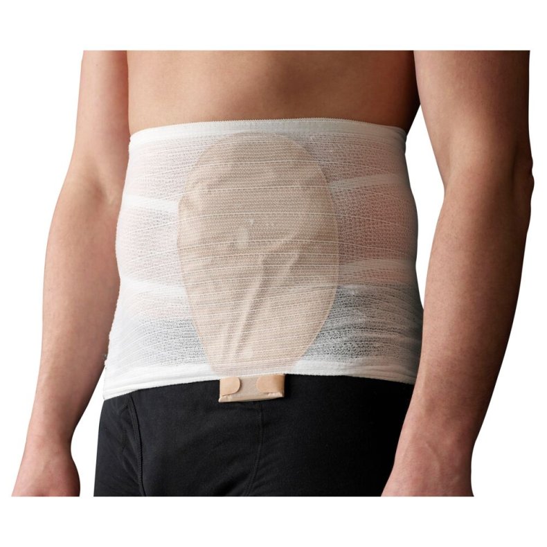 Stomifiksering, Stomasafe Classic, L, hvid, med brun s�m
