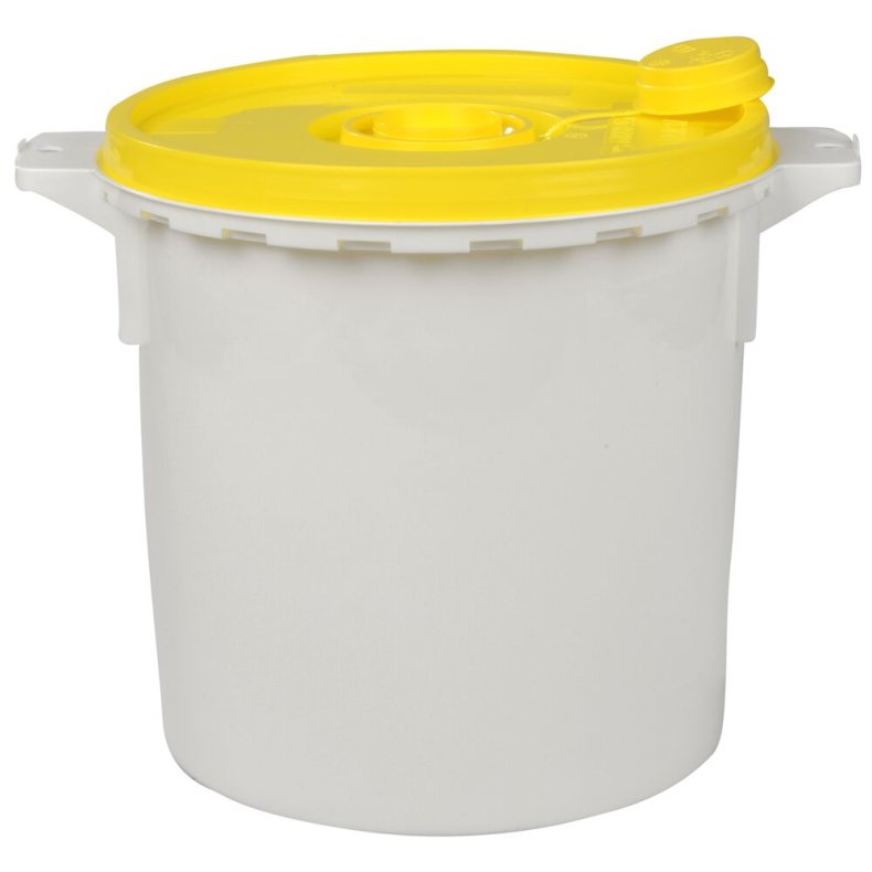 Kanyleboks, Uson, 25,5cm, �26cm, 11 l, gul, med aftr�ksl�g, rund
