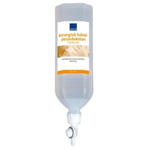 Kirurgisk h�nddesinfektion, ABENA, 1000 ml, stand-back flaske med pumpe, til tr�d dispenser med pumpearm,0,5% klorhexidin