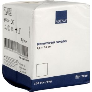 Nonwoven kompres, ABENA, 4-lags, 7,5x7,5cm, hvid, latexfri, usteril