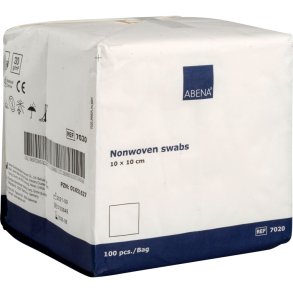 Nonwoven kompres, ABENA, 4-lags, 10x10cm, hvid, latexfri, usteril
