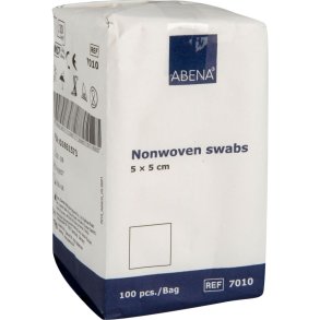 Nonwoven kompres, ABENA, 4-lags, 5x5cm, hvid, latexfri, usteril