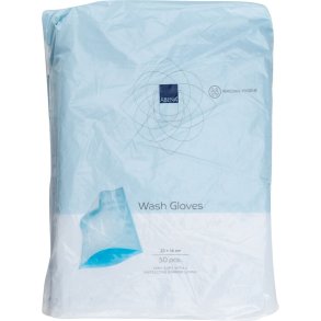 Vaskehandske, Dry, Molton, ABENA, 23x16cm, hvid, ultrasonic sealed, engangs