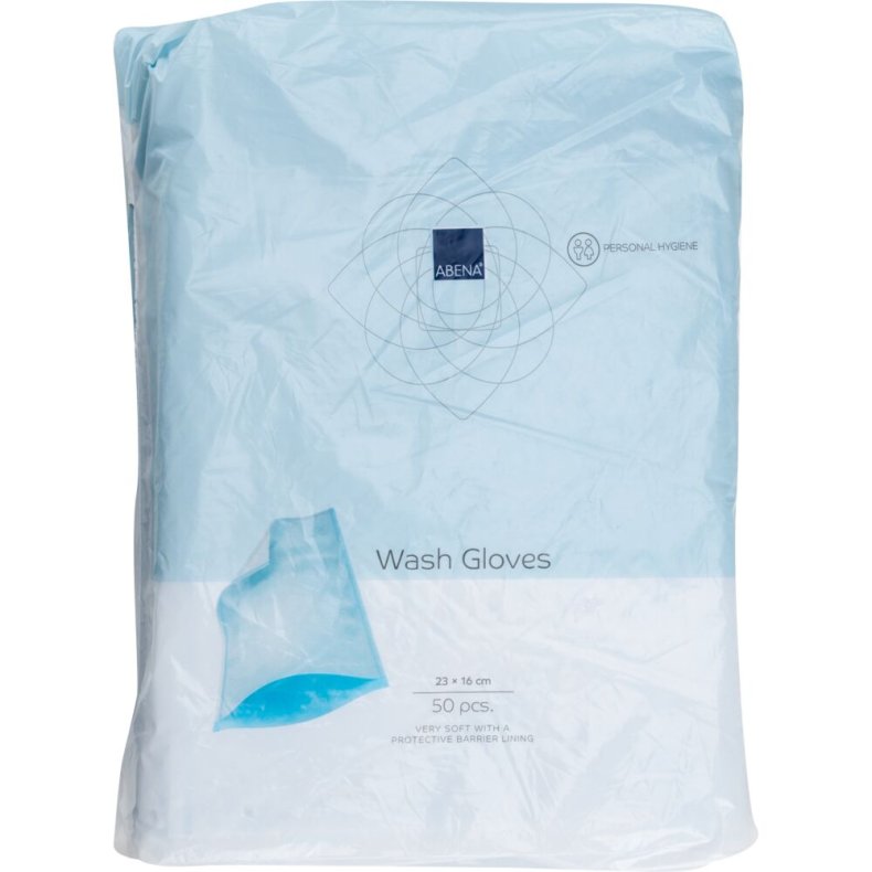 Vaskehandske, Dry, Molton, ABENA, 23x16cm, hvid, ultrasonic sealed, engangs