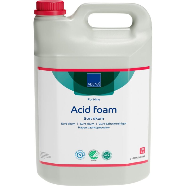 Skumreng�ring, ABENA Puri-Line, 5 l, sur/afkalkende, uden klor, farve og parfume