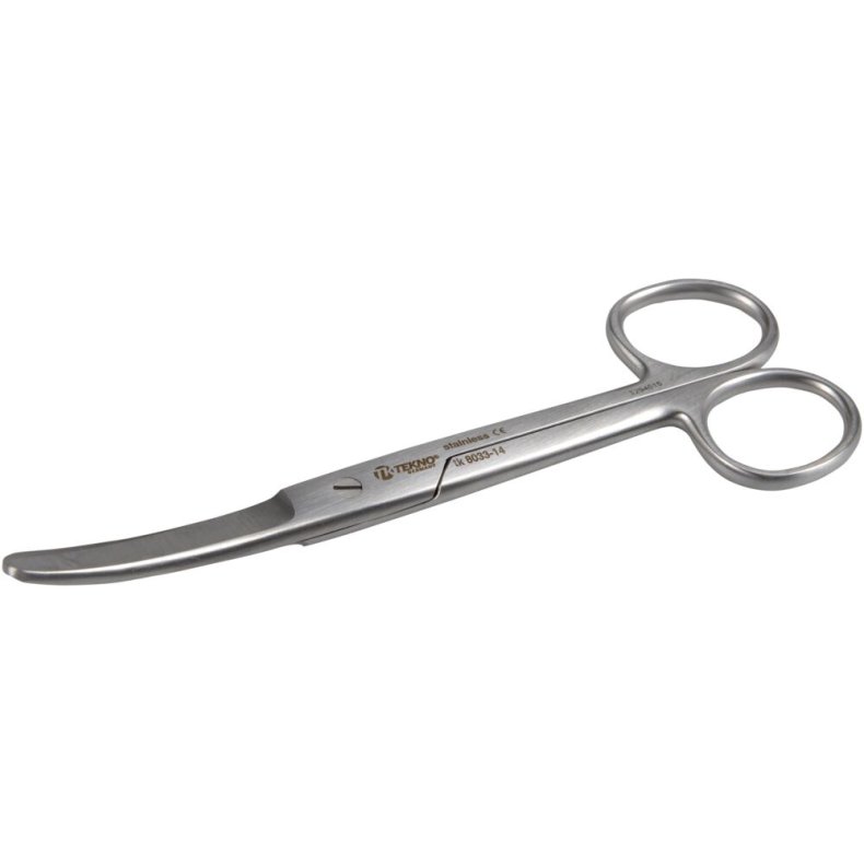 Kirurgisk saks, 14,5cm, rustfrit st�l, buet, stump/stump *Denne vare tages ikke retur*