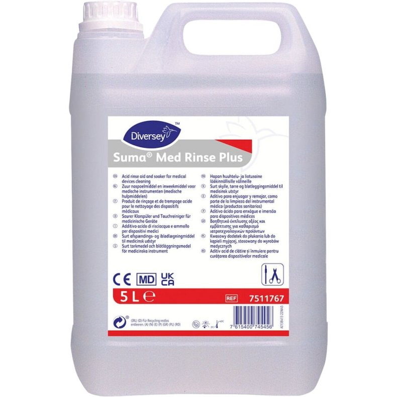 Afsp�nding, Diversey Suma Med Rinse Plus, 5 l, til instrumentopvask, uden farve og parfume