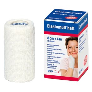 Fikseringsbind, Elastomull Haft, 4m x 8cm, hvid, latexfri, usteril, engangs *Denne vare tages ikke retur*