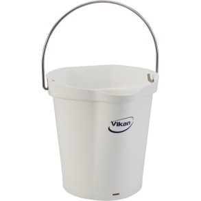 Spand til f�devarer, Vikan, 6 l, hvid, PP/rustfrit st�l, med h�ldetud