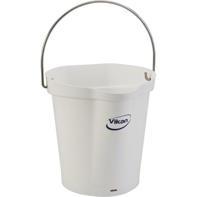 Spand til f�devarer, Vikan, 6 l, hvid, PP/rustfrit st�l, med h�ldetud