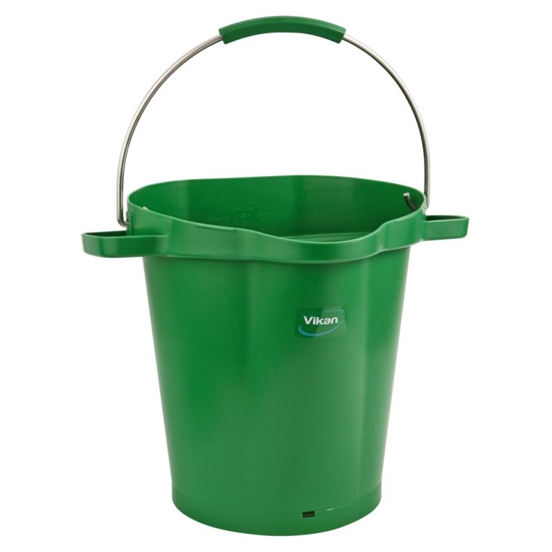 Spand til f�devarer, Vikan, 38x47x47cm, 20 l, gr�n, PP/rustfrit st�l, med h�ldetud *Denne vare tages ikke retur*