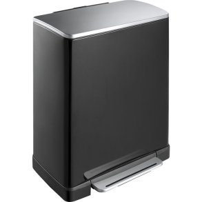 Pedalspand, EKO E-cube, sort, pulverlakeret st�l, 50 l, plast inderspand, soft close, fingeraftryksfri *Denne vare tages ikke retur*