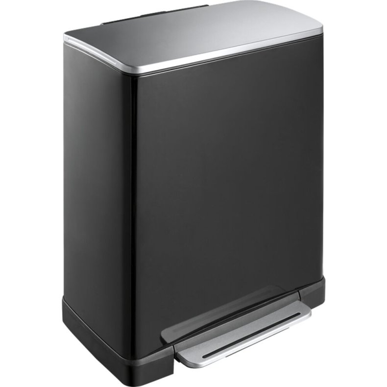 Pedalspand, EKO E-cube, sort, pulverlakeret st�l, 50 l, plast inderspand, soft close, fingeraftryksfri *Denne vare tages ikke retur*
