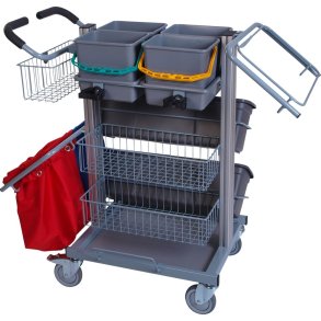 Reng�ringsvogn, Tina Trolleys Exclusive, 1150x560x1100mm, s�lv, aluminium/st�l, til fugtsystem, med tilbeh�r *Denne vare tages ikke retur*