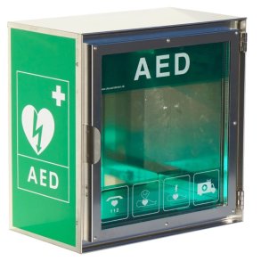 V�gskab, 44x46cm, gr�n, til udend�rs brug, med alarm, lys, varme og bl�ser *Denne vare tages ikke retur*