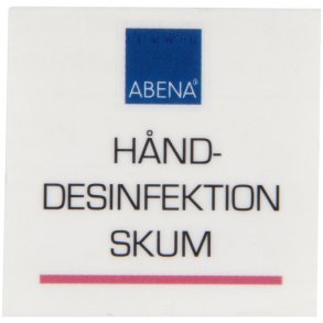 Label til dispenser, 4x4cm, r�d, skum h�nddesinfektion