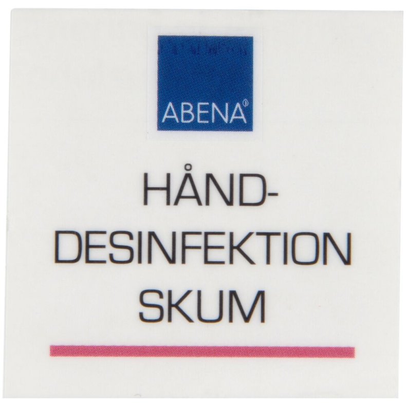 Label til dispenser, 4x4cm, r�d, skum h�nddesinfektion