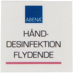 Label til dispenser, 4x4cm, r�d, flydende h�nddesinfektion