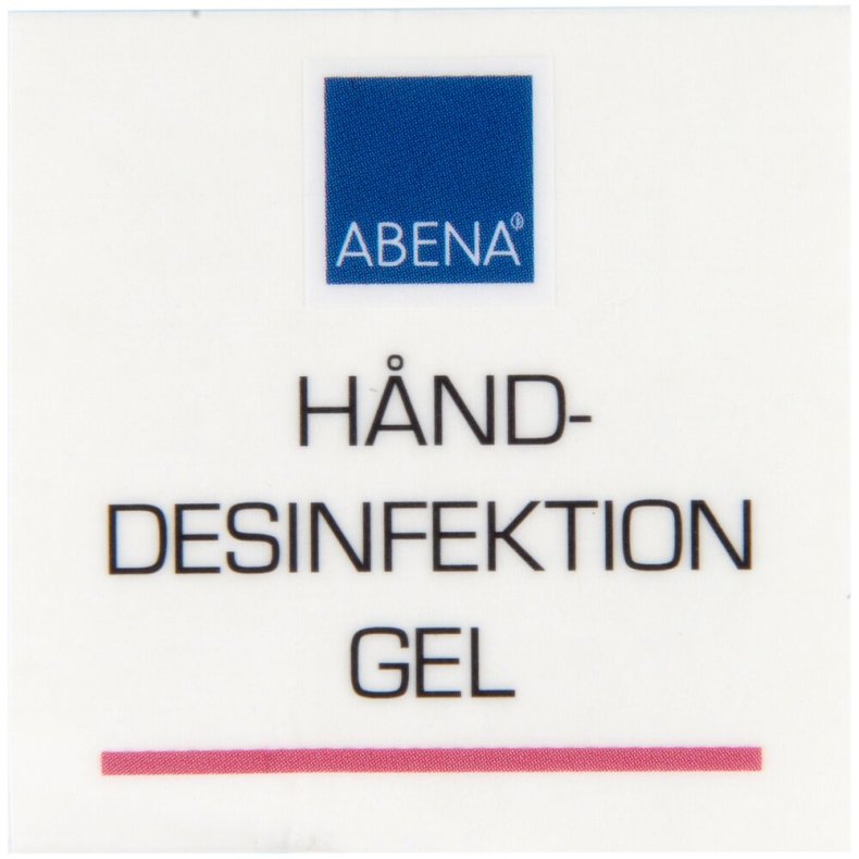 Label til dispenser, 4x4cm, r�d, h�nddesinfektion gel