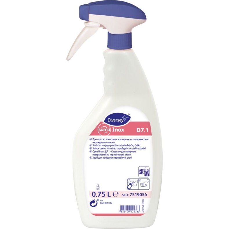 St�lpleje, Diversey Suma Inox D7.1, 750 ml, klar-til-brug, oliebaseret, uden farve og parfume