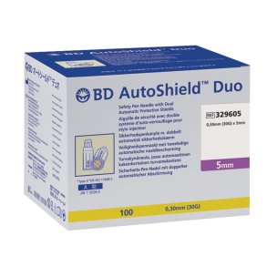 Penkanyle, BD Autoshield Duo, 30G, 5 x 0,3mm, med sikkerhedsskjold, steril *Denne vare tages ikke retur*