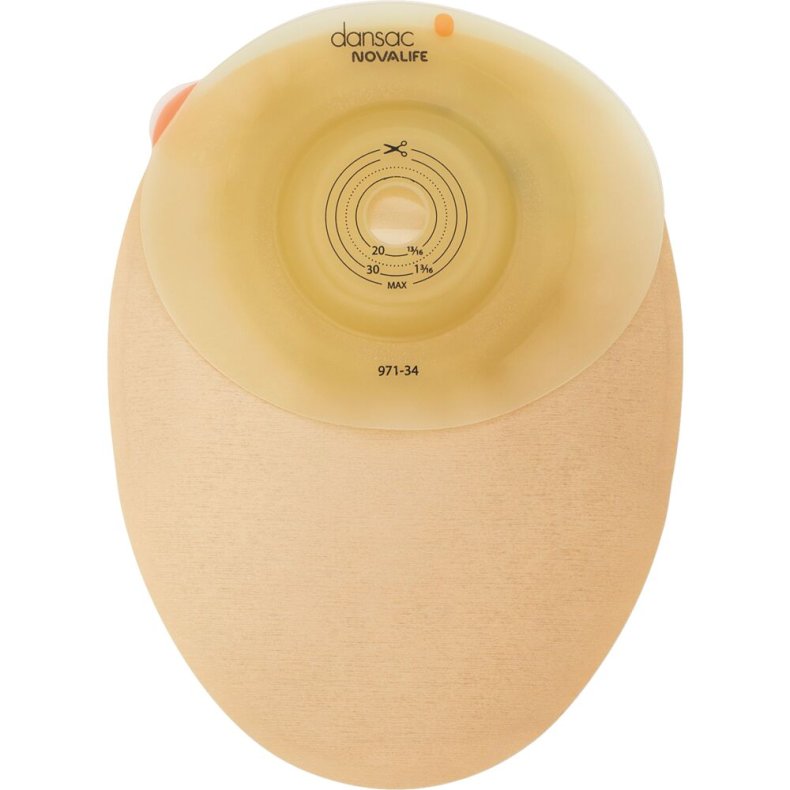 Kolostomipose, NovaLife 1 GX, Midi, 430 ml, beige, 15-34 mm, 1-dels, lukket, opklipbar, med vindue *Denne vare tages ikke retur*