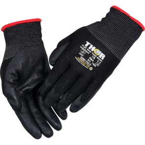 Halvdyppet nitrilhandske, THOR Flex Vinter, 7, sort, nitril/nylon, ribkant