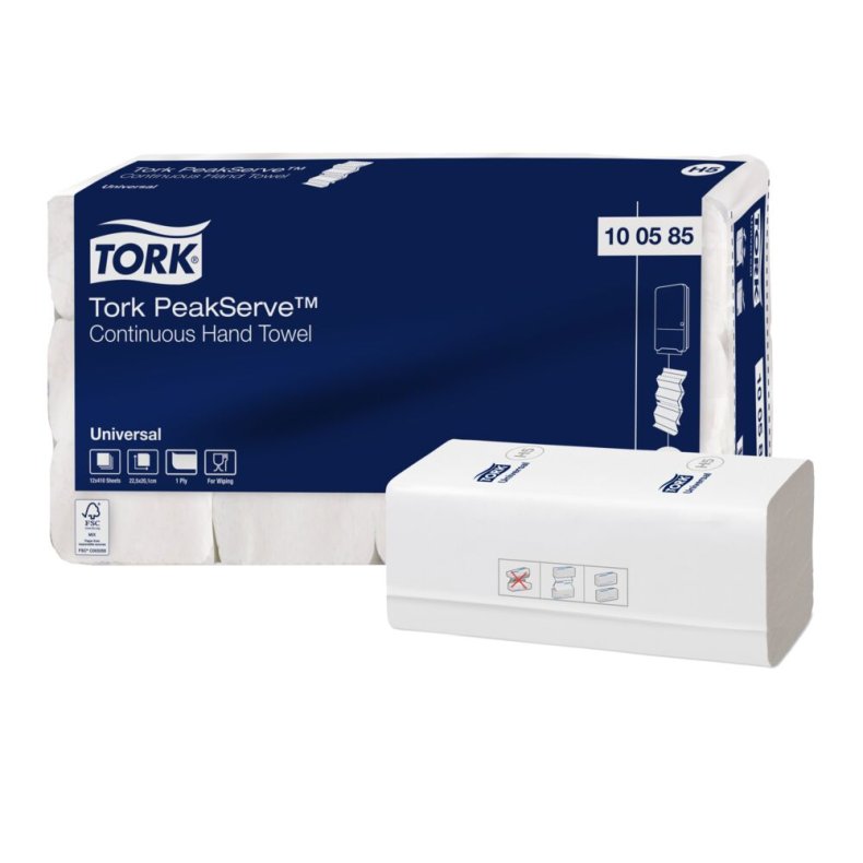 H�ndkl�deark, Tork PeakServe H5, 1-lags, Z-fold, 22,5x20,1cm, 7,5 cm, hvid, nyfiber