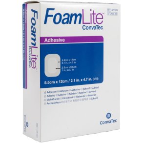 Skumbandage, FoamLite Convatec, 12x5,5cm, m/silikonekontaktlag og silikonekl�b, latexfri, steril, engangs *Denne vare tages ikke retur*