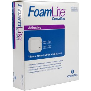 Skumbandage, FoamLite Convatec, 15x15cm, m/silikonekontaktlag og silikonekl�b, latexfri, steril, engangs *Denne vare tages ikke retur*