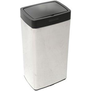 Affaldsspand, st�l, rustfrit st�l, 45 l, sort l�g, med sensorfunktion