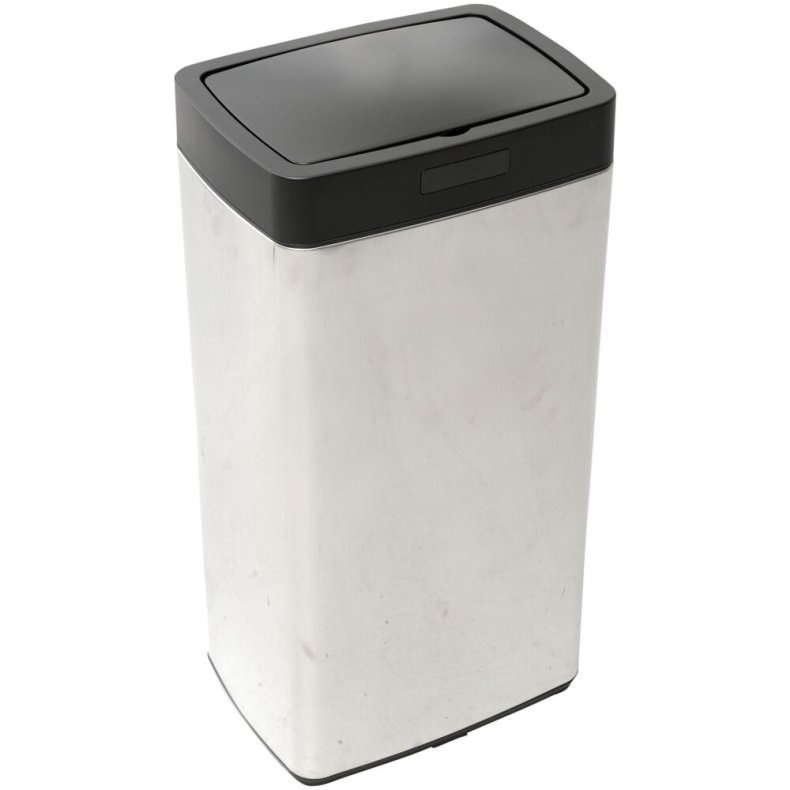 Affaldsspand, st�l, rustfrit st�l, 45 l, sort l�g, med sensorfunktion
