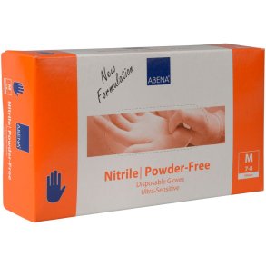 Engangshandske, ABENA Ultra sensitive, M, bl�, nitril, pudderfri