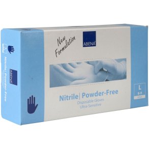 Engangshandske, ABENA Ultra sensitive, L, bl�, nitril, pudderfri