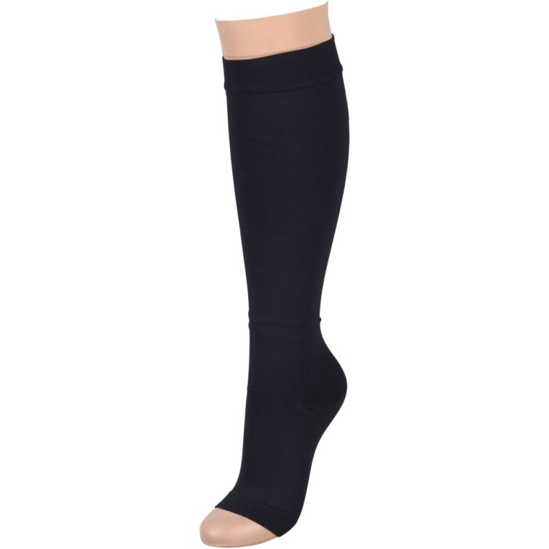 Behandlerstr�mpes�t, Actico UlcerSys, sort og beige, medium-lang *Denne vare tages ikke retur*