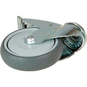 Hjul, Tina Trolleys, 32mm, �125mm, gr�, TPE gummi/PP, med bremse, drejeligt *Denne vare tages ikke retur*