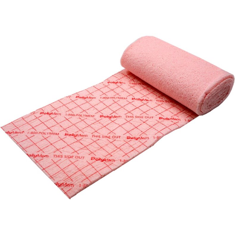 Skumbandage, PolyMem, 61x10cm, standard, p� rulle, u/kl�b, latexfri, steril, engangs *Denne vare tages ikke retur*