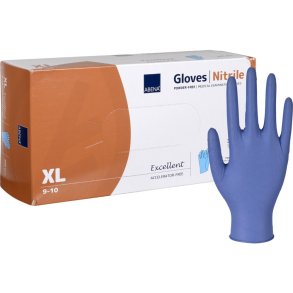 Unders�gelseshandske, ABENA Excellent, XL, m�rkebl�, nitril, pudderfri, acceleratorfri