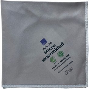 Sk�rmklud, ABENA Puri-Line, 40x40cm, gr�, mikrofiber, ridsefri, 80% genanvendt