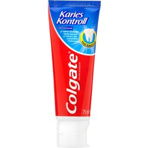 Tandpasta, Colgate Karies Kontrol, 14,5x5,5x3,5cm, 75 ml, hvid, st�tube, 1450 ppm