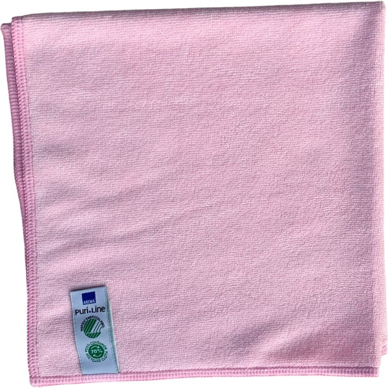Reng�ringsklud, ABENA Puri-Line Soft, 40x40cm, r�d, mikrofiber, 70% genanvendt
