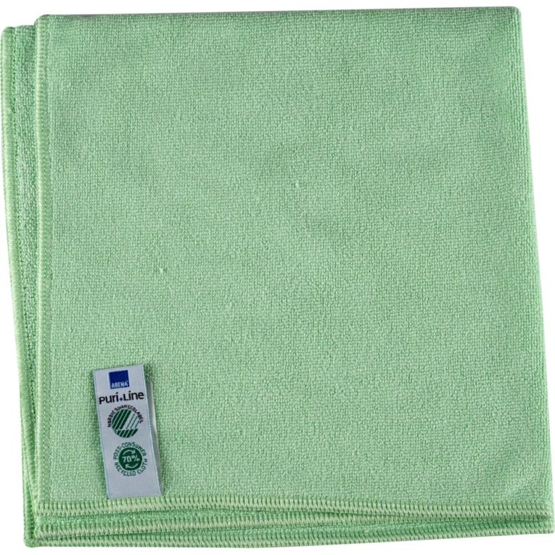 Reng�ringsklud, ABENA Puri-Line Soft, 40x40cm, gr�n, mikrofiber, 70% genanvendt