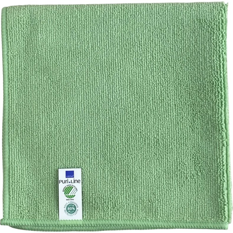 Reng�ringsklud, ABENA Puri-Line Basic, 40x40cm, gr�n, mikrofiber, 80% genanvendt
