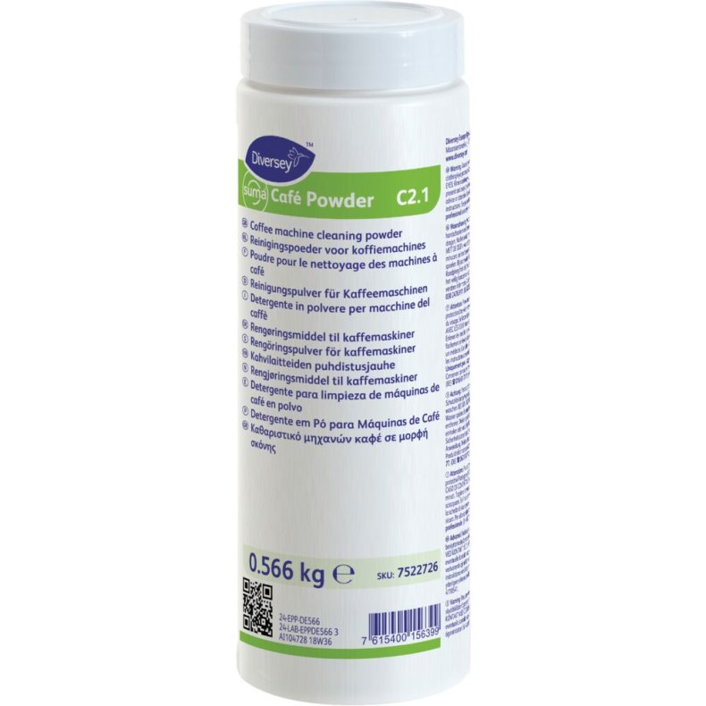 Maskinrens, Diversey Suma Caf� Powder C2.1, til kaffemaskine, uden farve og parfume, 566 g
