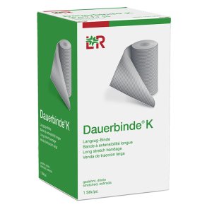 Langstr�ksbind, Dauerbinde K, 7m x 6cm, beige, 7m udstrakt, latexfri, usteril, flergangs *Denne vare tages ikke retur*