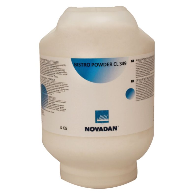 Maskinopvask, Novadan Bistro Powder CL 349, alusikker, med klor, 3 kg