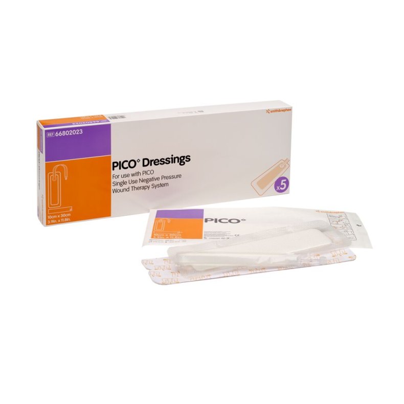 Negativ trykterapi, Pico, 10x30cm, bandagepakke med 5 bandager, steril *Denne vare tages ikke retur*