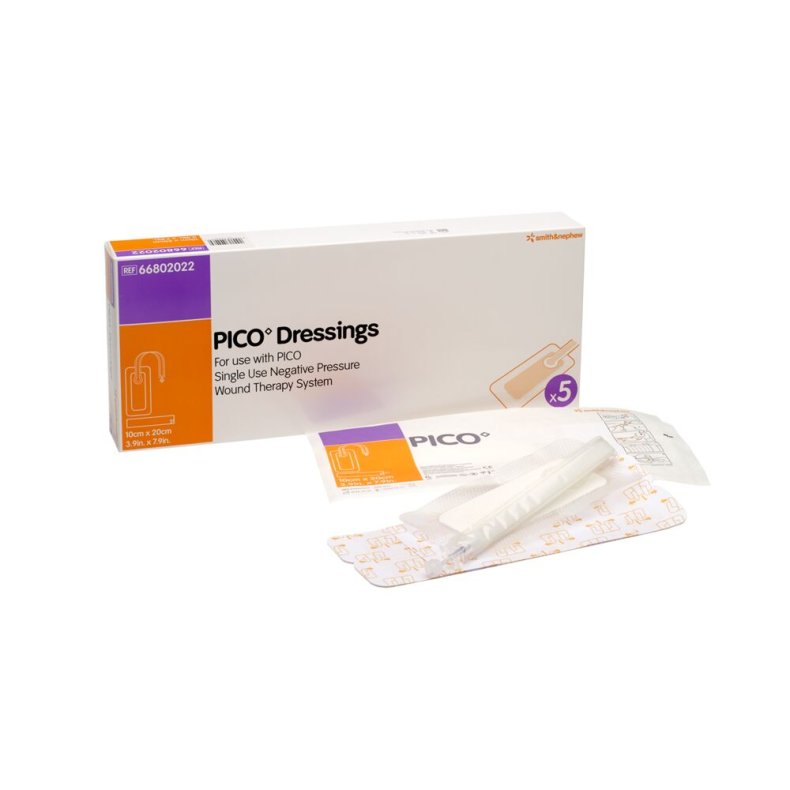 Negativ trykterapi, Pico, 10x20cm, bandagepakke med 5 bandager, steril *Denne vare tages ikke retur*