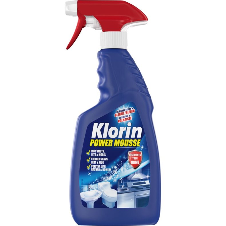 Klorreng�ring, Klorin Power Mousse, 500 ml, klar-til-brug, uden farve, med parfume