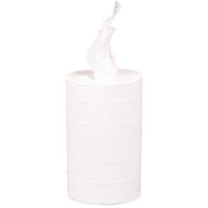 H�ndkl�derulle, neutral, 1-lags, Mini, 120m x 20cm, �12,5cm, hvid, papir/nyfiber, uden hylse